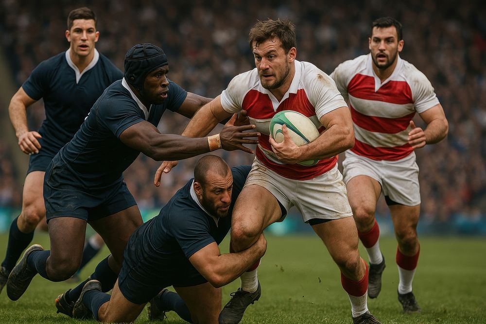 Modern rugby match action